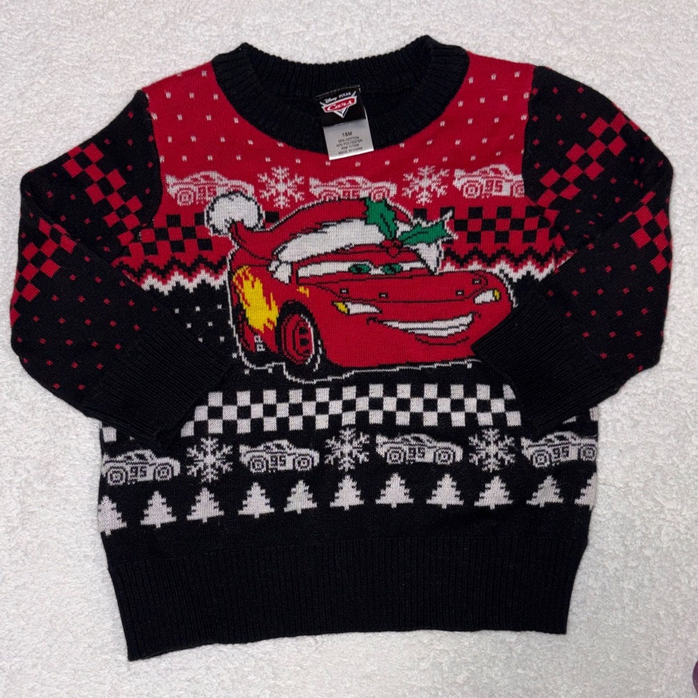 Disney Pixar cars ugly Christmas sweater lightning McQueen 18m